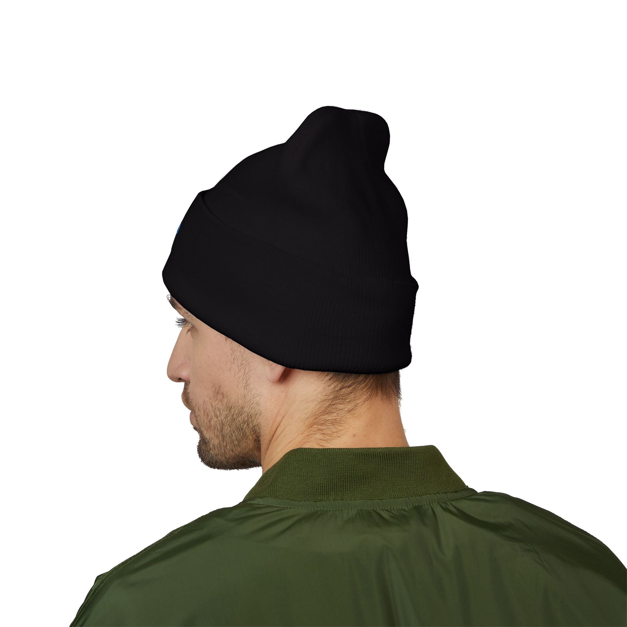 Blue Smiley Face Embroidered Beanie | Cuffed Beanie