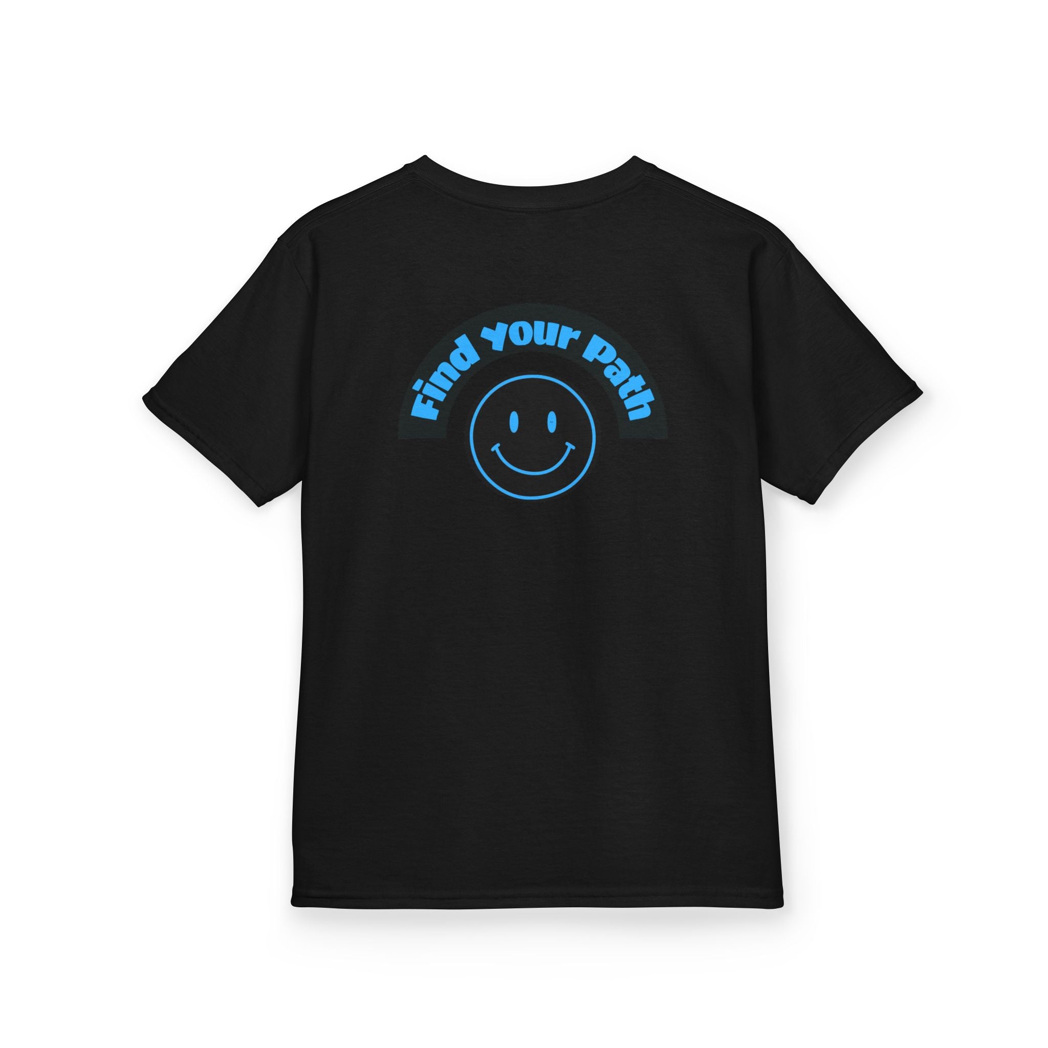 Explore Learn Protect | Kids Tee | Mountain Globe, Find Your Path Smiley