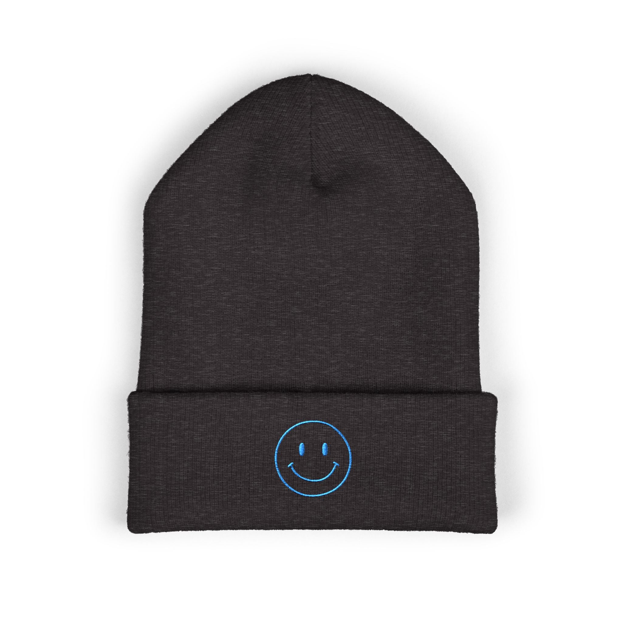 Blue Smiley Face Embroidered Beanie | Cuffed Beanie