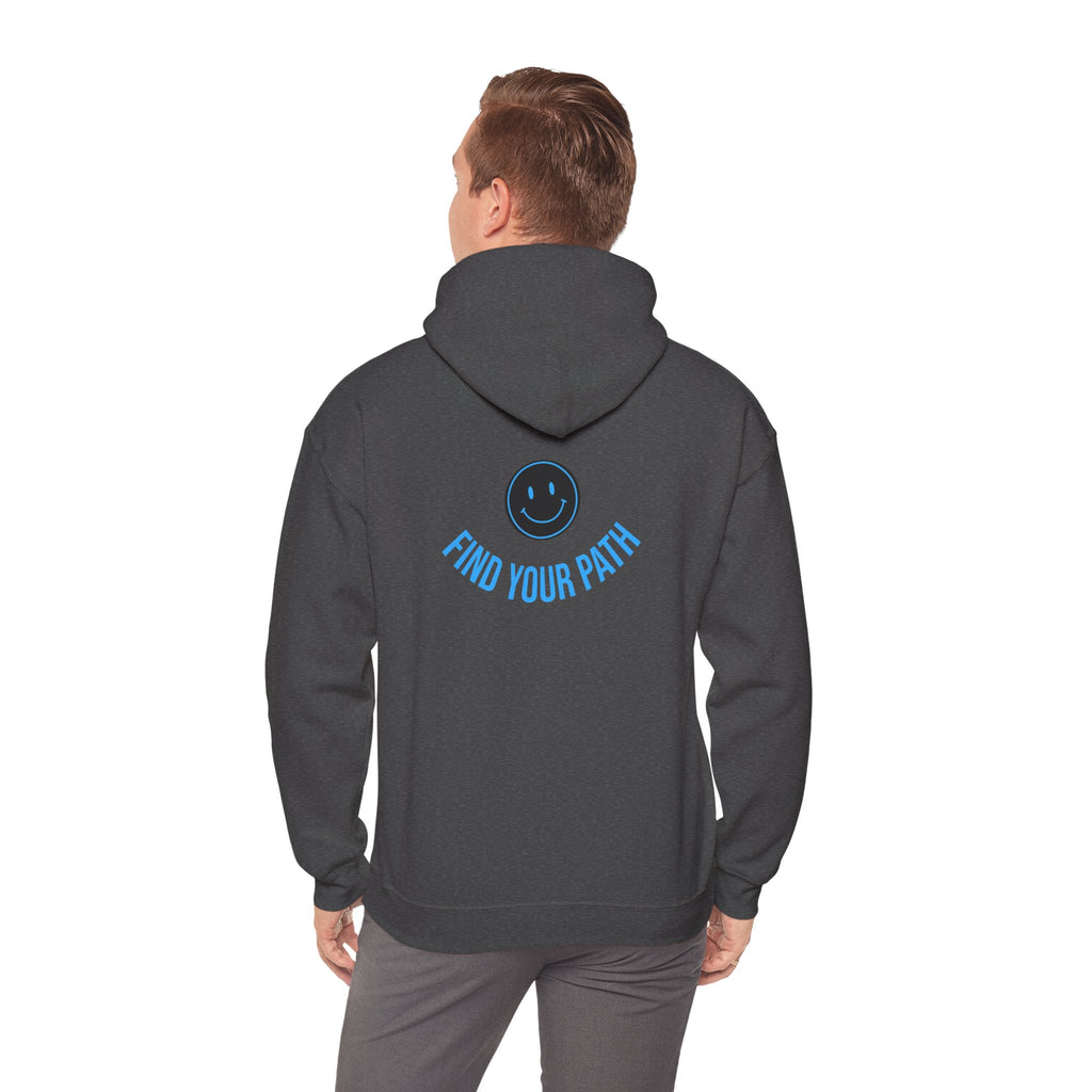 Explore Learn Protect hoodie | Mountain Nature Badge, Find Your Path back print