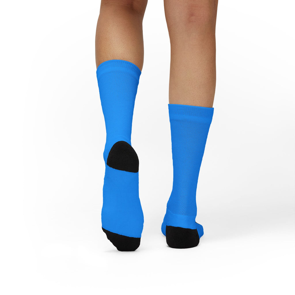 Black Smiley Face Pattern Socks | Blue Sublimation Socks