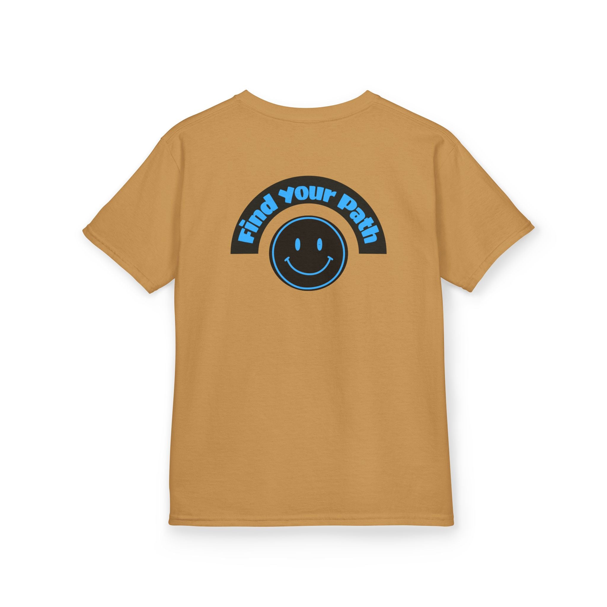 Explore Learn Protect | Kids Tee | Mountain Globe, Find Your Path Smiley