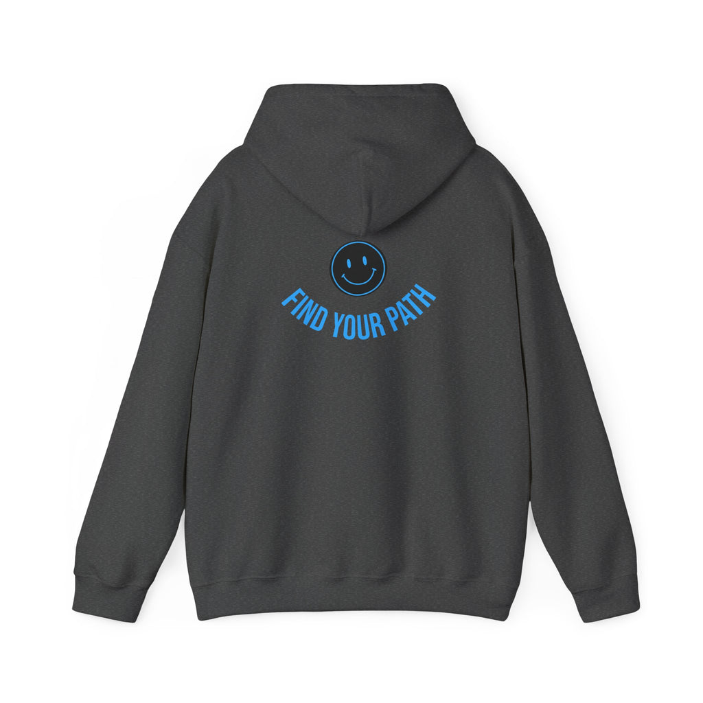 Explore Learn Protect hoodie | Mountain Nature Badge, Find Your Path back print