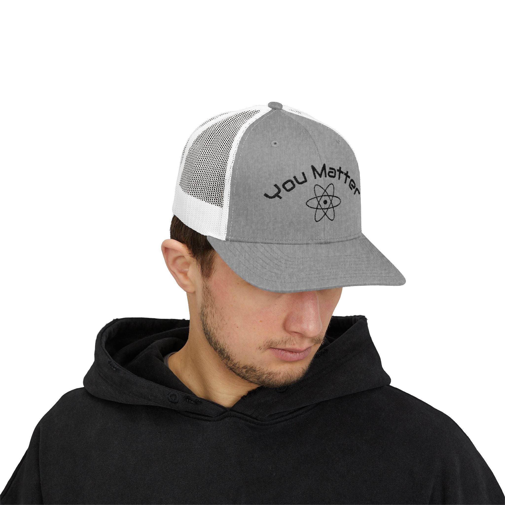 You Matter atom design Snapback Cap | science logo trucker hat