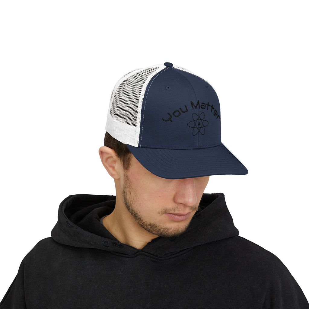 You Matter atom design Snapback Cap | science logo trucker hat