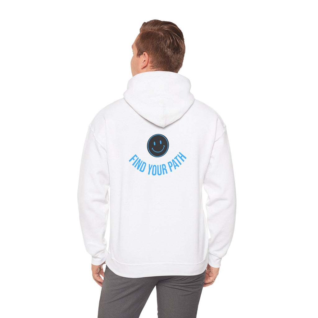 Explore Learn Protect hoodie | Mountain Nature Badge, Find Your Path back print