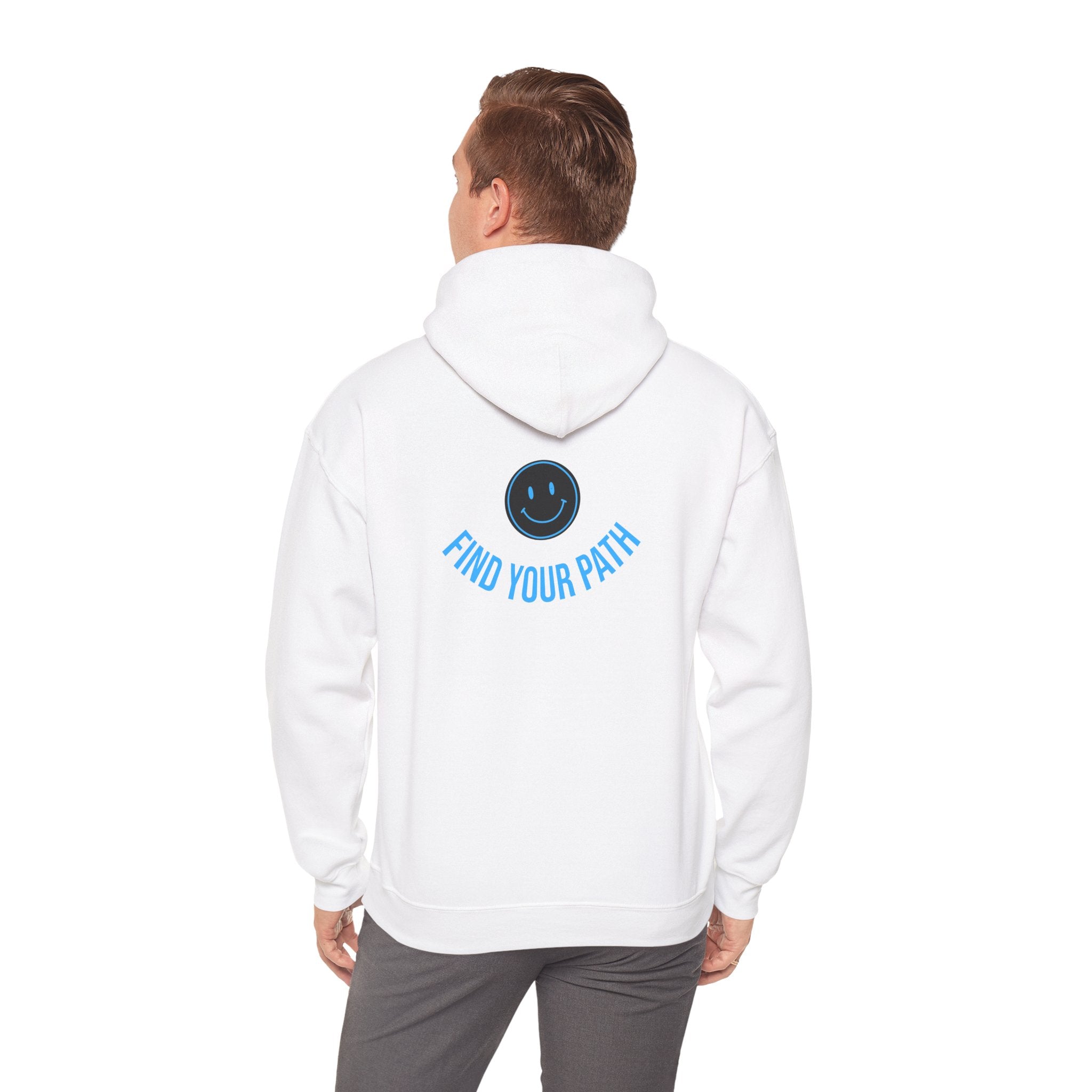 Explore Learn Protect hoodie | Mountain Nature Badge, Find Your Path back print