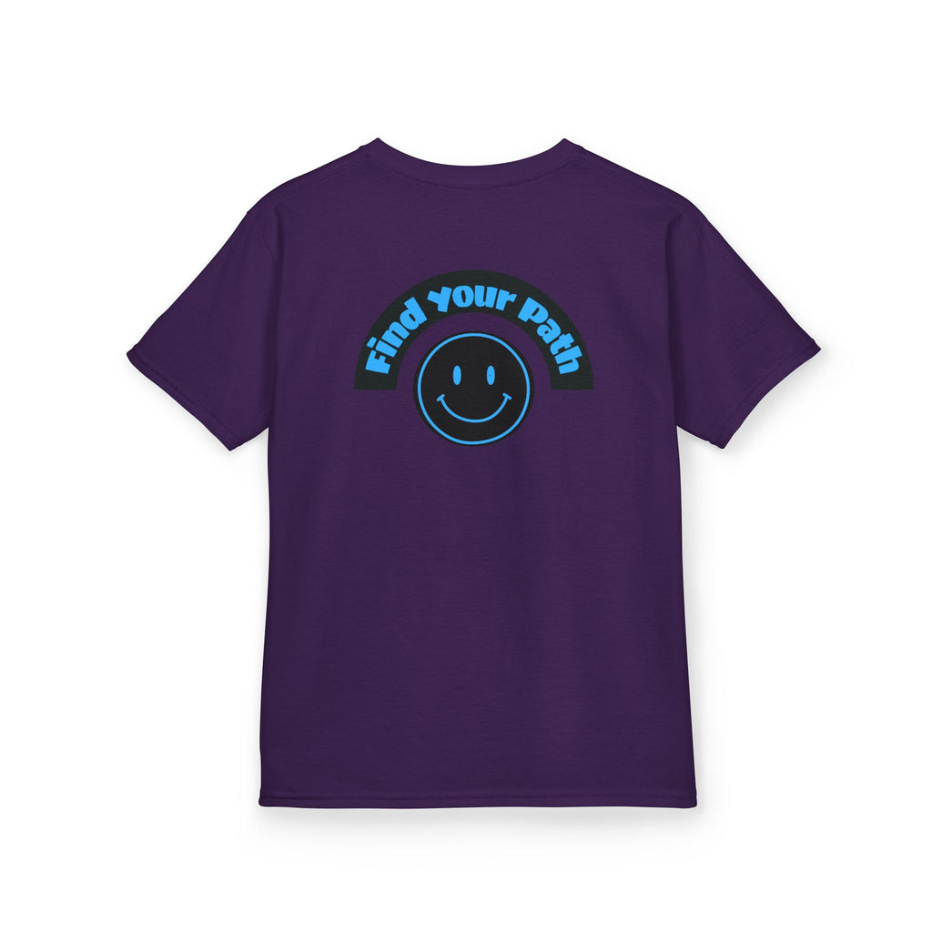 Explore Learn Protect | Kids Tee | Mountain Globe, Find Your Path Smiley