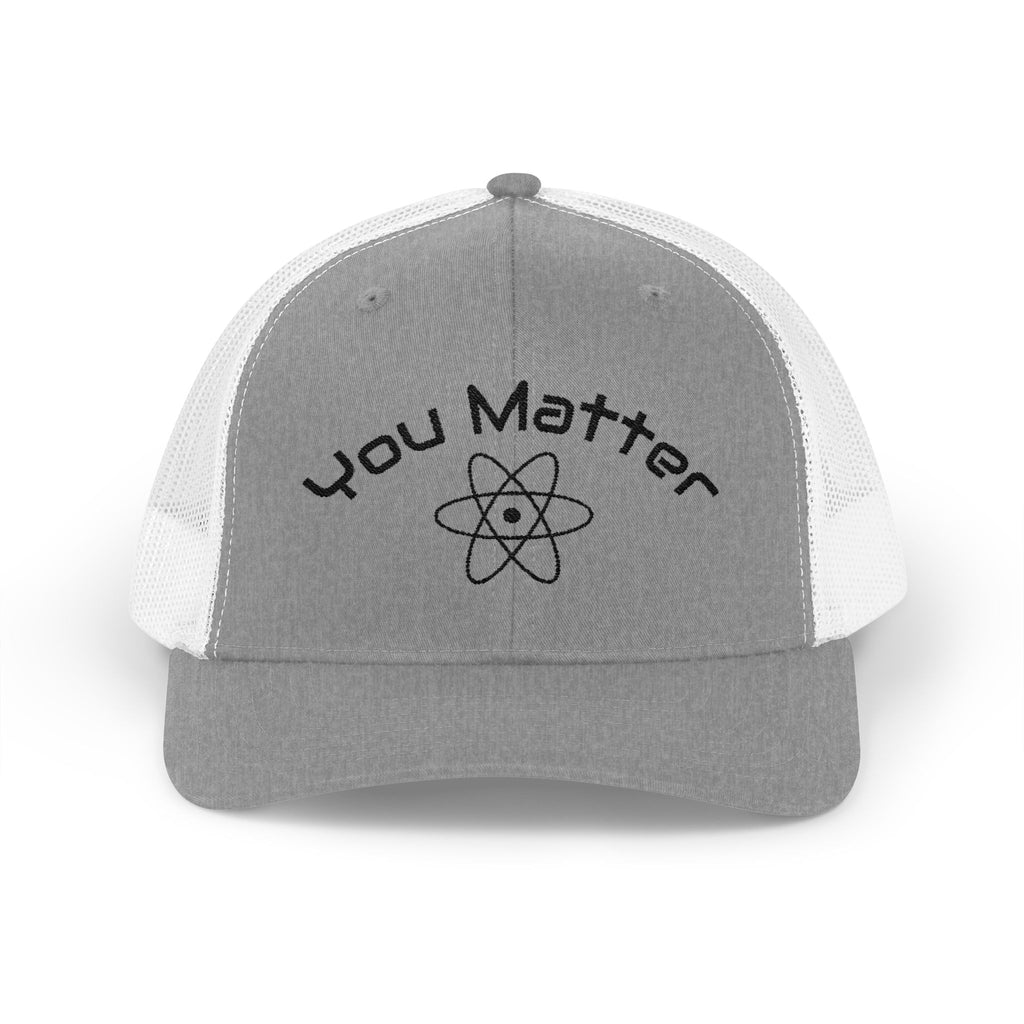 You Matter atom design Snapback Cap | science logo trucker hat