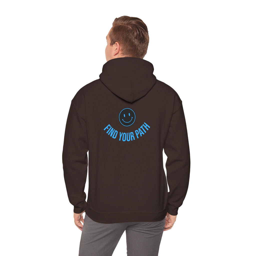 Explore Learn Protect hoodie | Mountain Nature Badge, Find Your Path back print