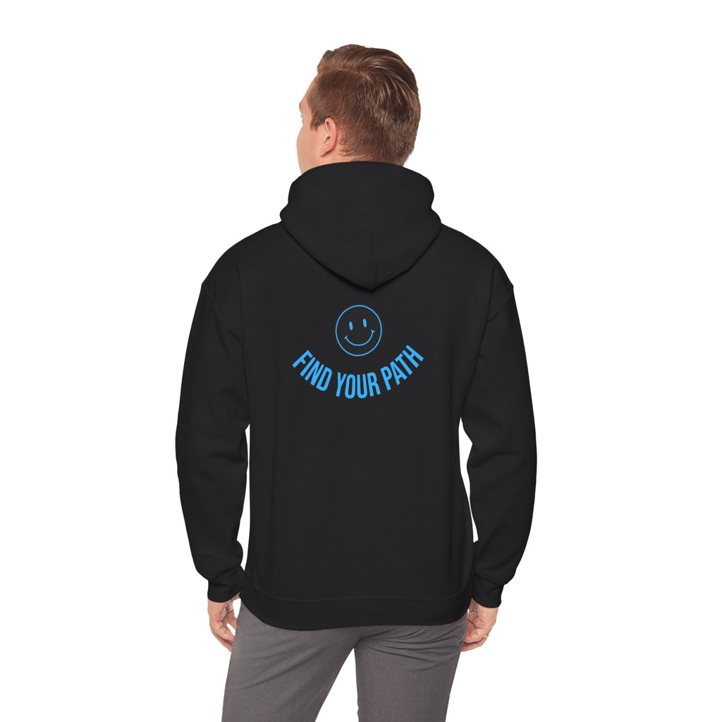 Explore Learn Protect hoodie | Mountain Nature Badge, Find Your Path back print
