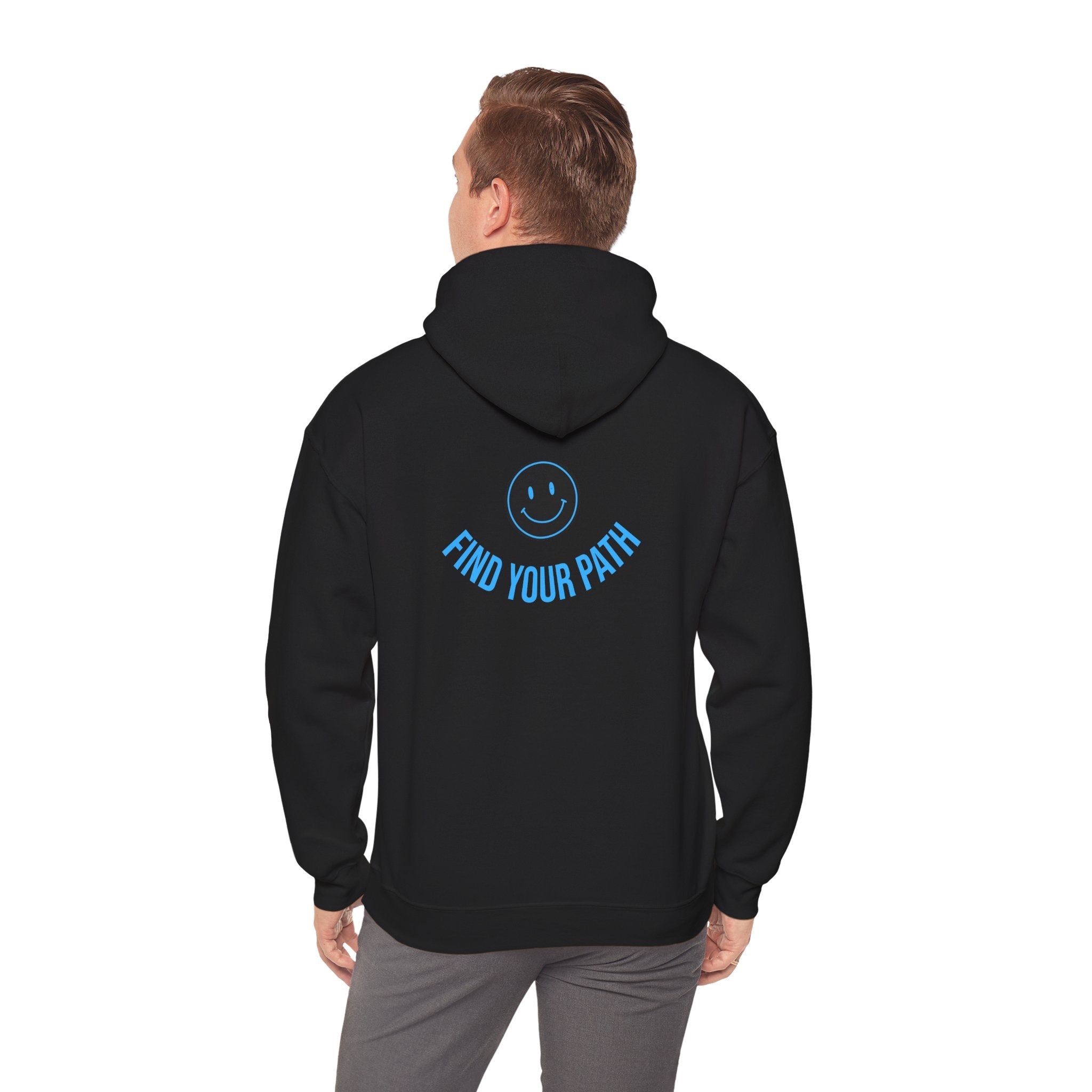 Explore Learn Protect hoodie | Mountain Nature Badge, Find Your Path back print