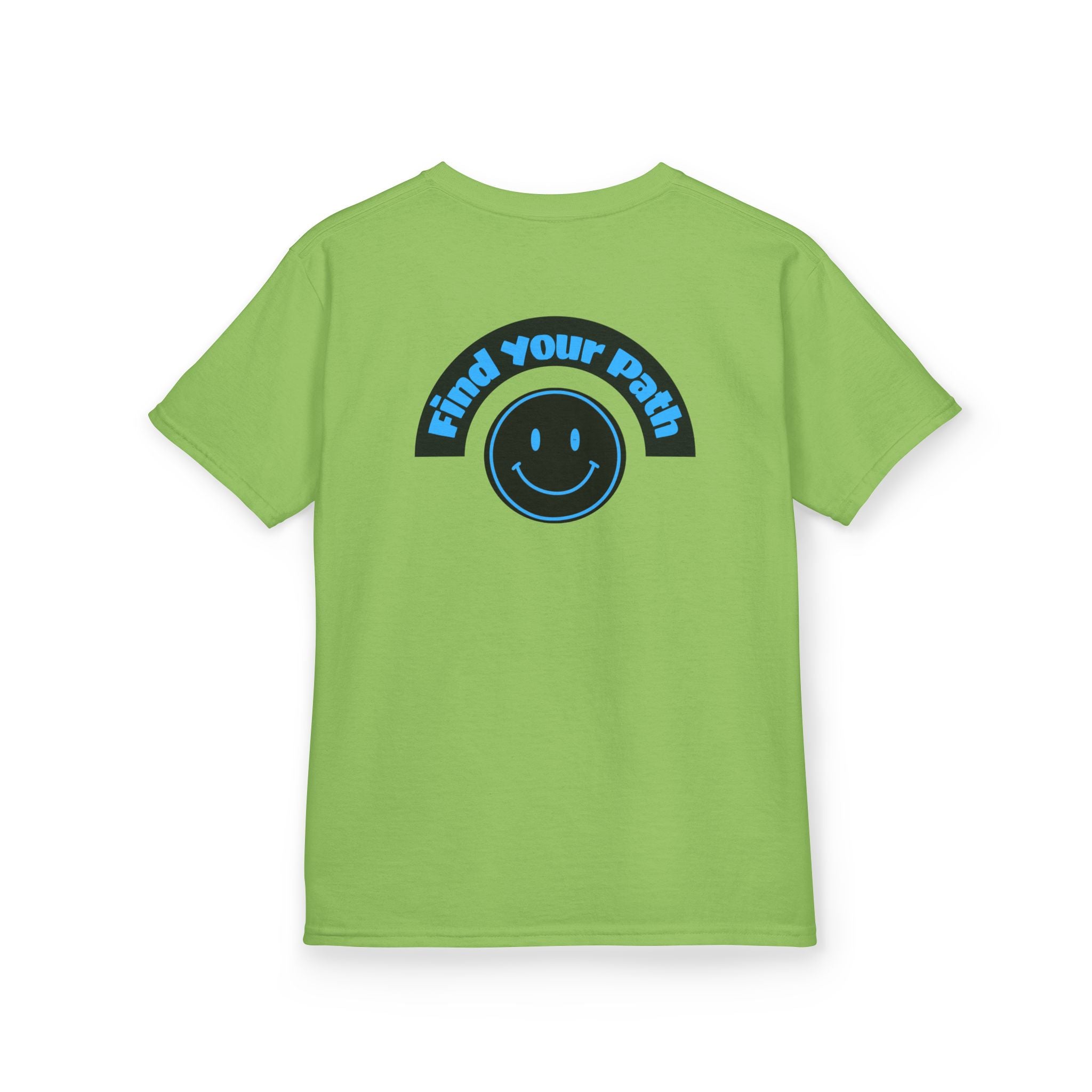 Explore Learn Protect | Kids Tee | Mountain Globe, Find Your Path Smiley