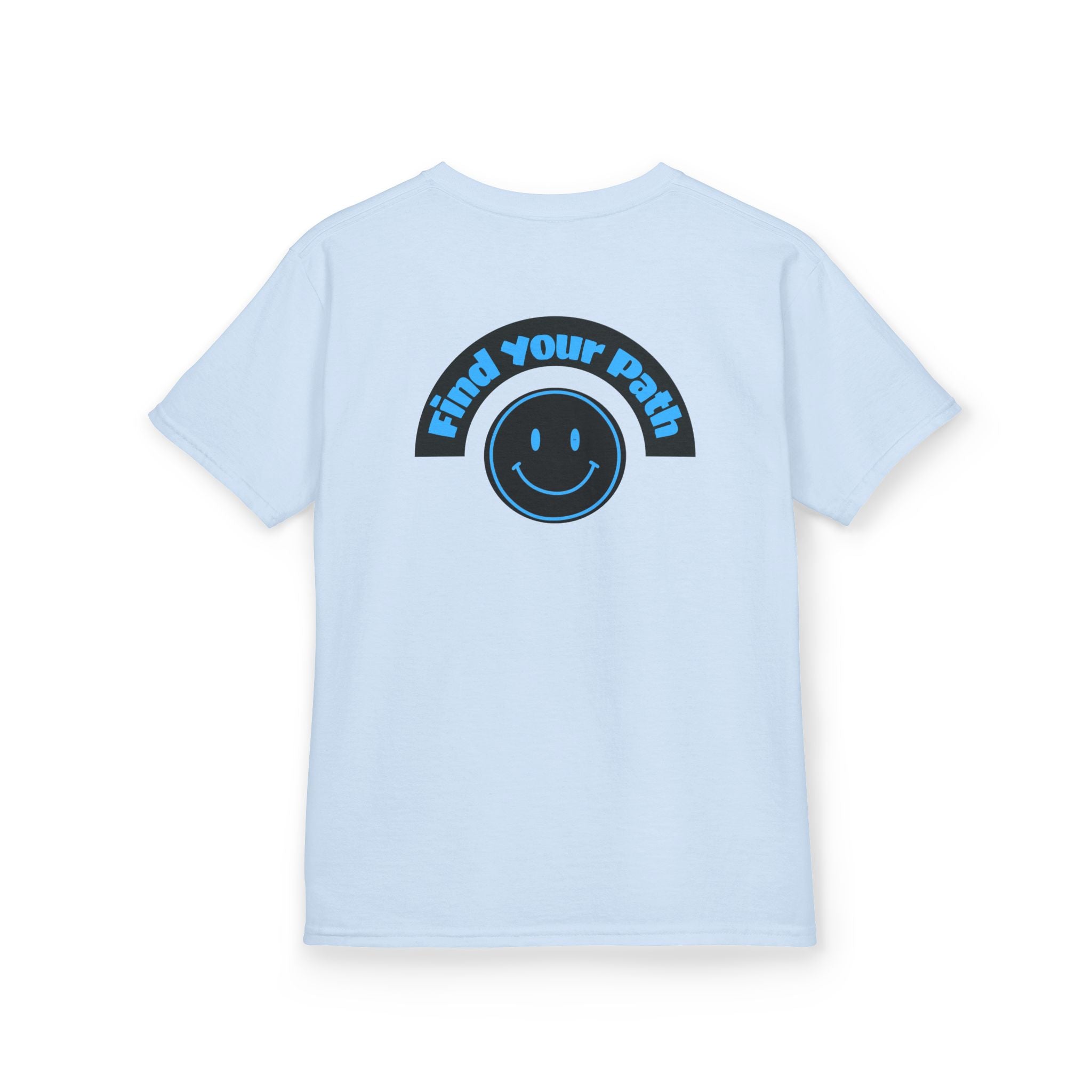 Explore Learn Protect | Kids Tee | Mountain Globe, Find Your Path Smiley