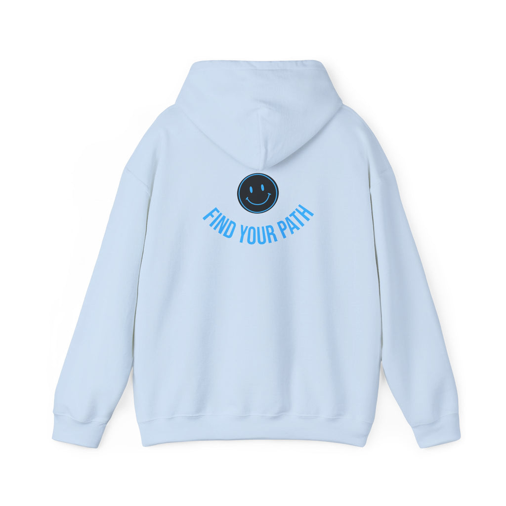 Explore Learn Protect hoodie | Mountain Nature Badge, Find Your Path back print