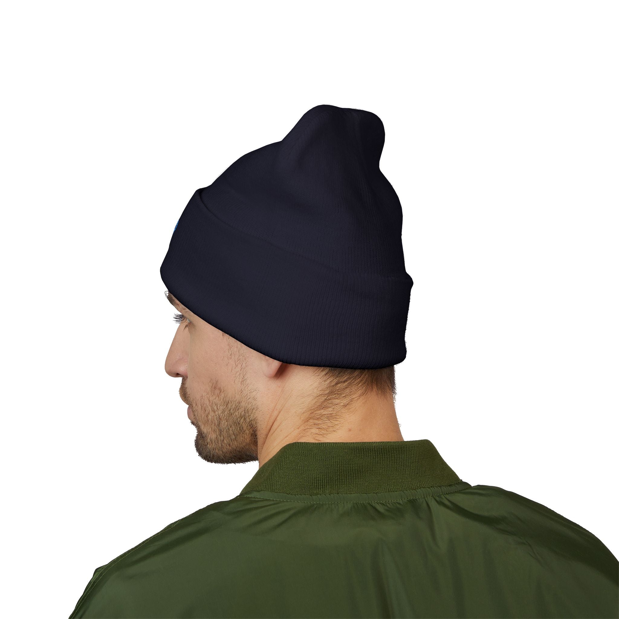 Blue Smiley Face Embroidered Beanie | Cuffed Beanie