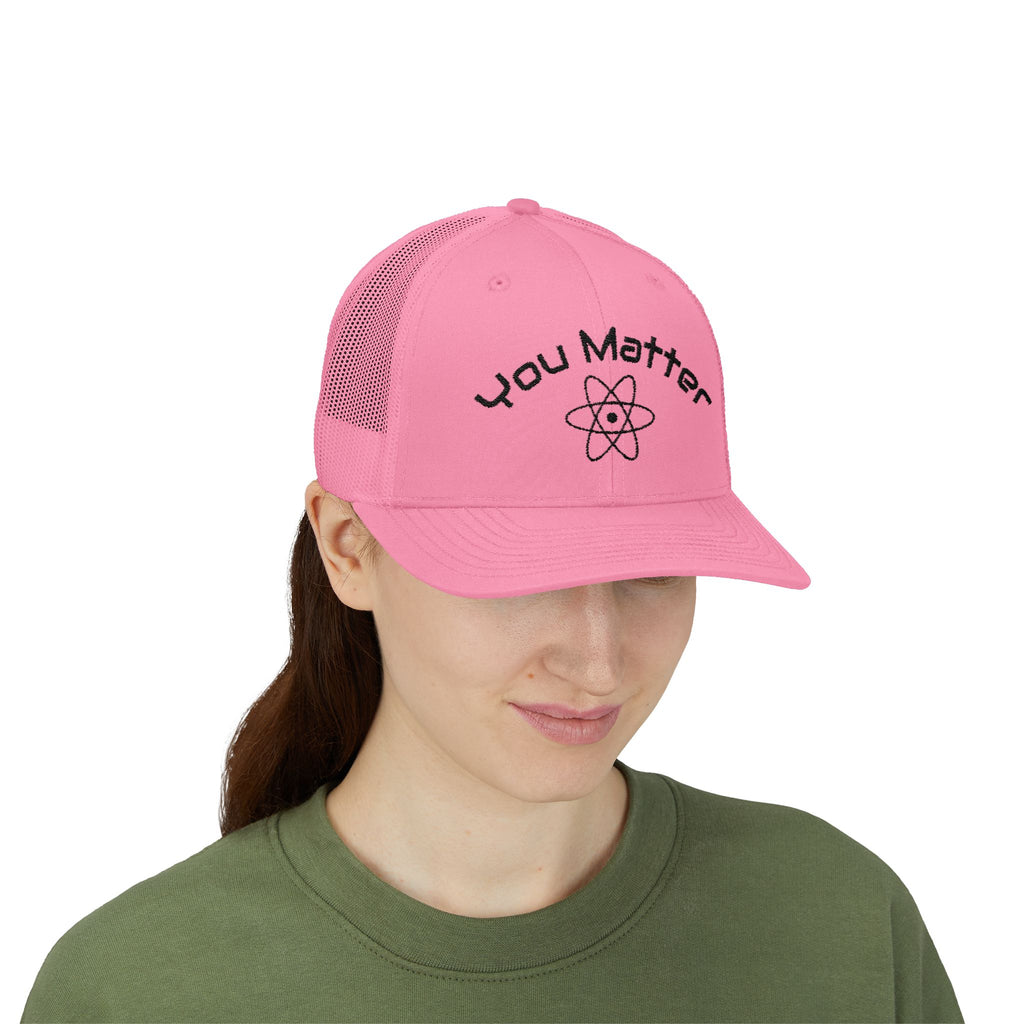 You Matter atom design Snapback Cap | science logo trucker hat
