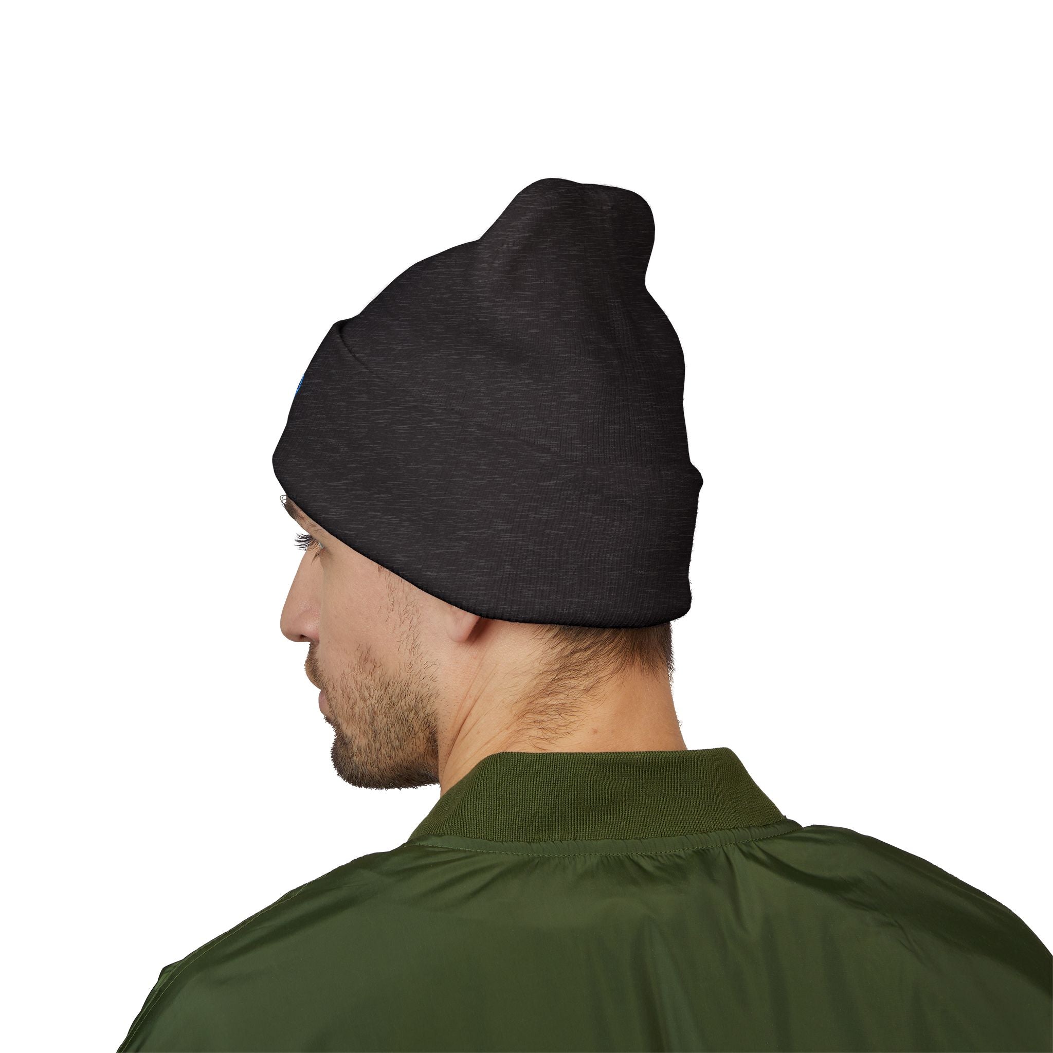 Blue Smiley Face Embroidered Beanie | Cuffed Beanie