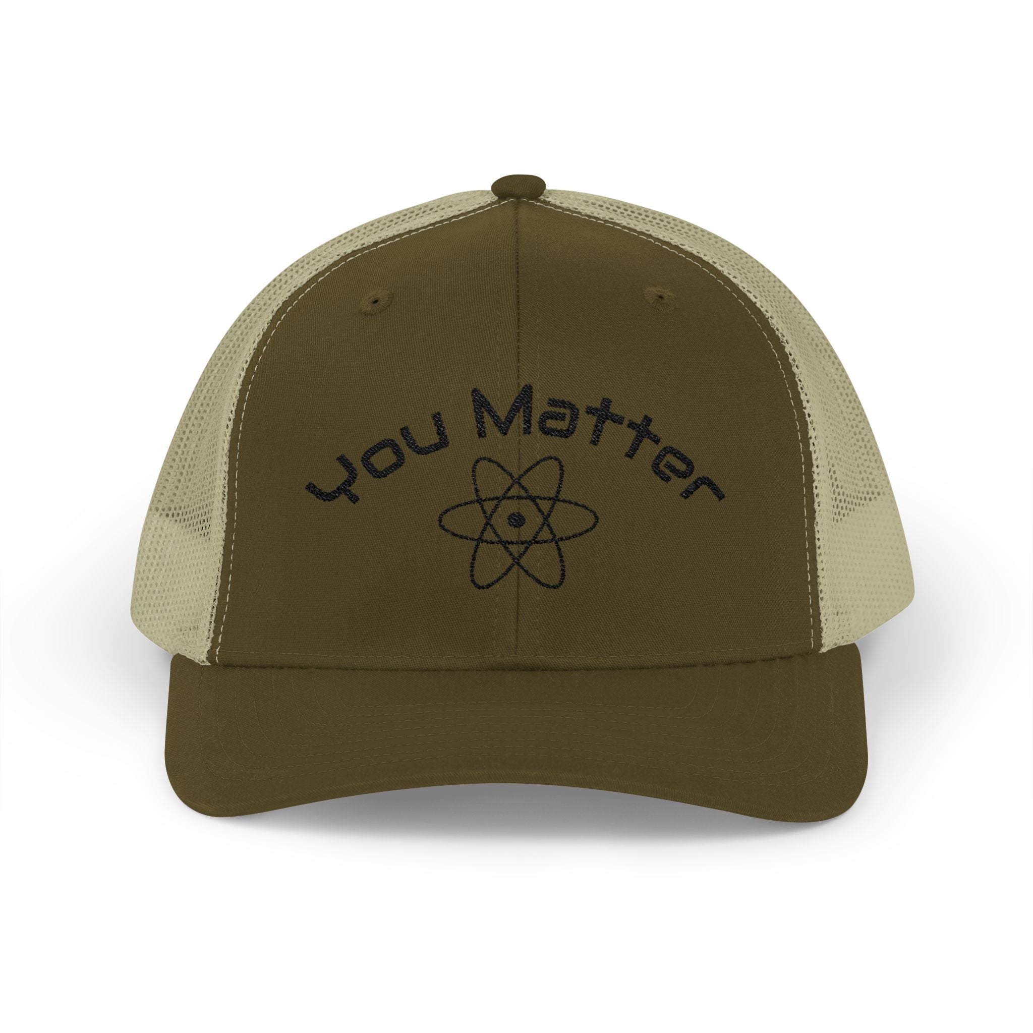 You Matter atom design Snapback Cap | science logo trucker hat