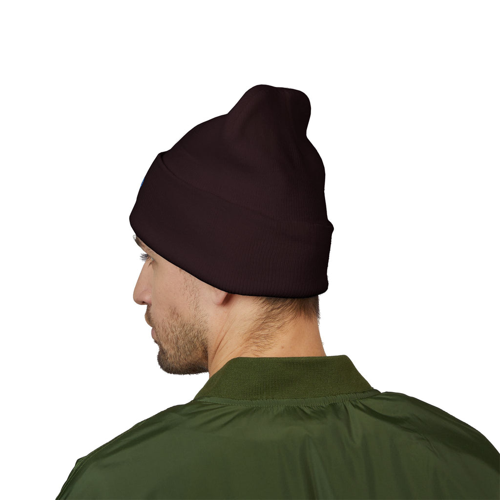 Blue Smiley Face Embroidered Beanie | Cuffed Beanie
