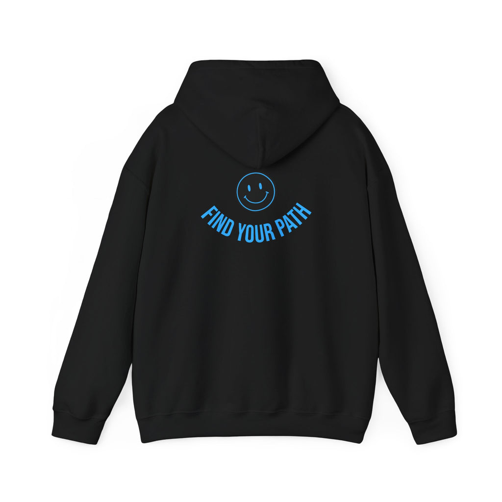 Explore Learn Protect hoodie | Mountain Nature Badge, Find Your Path back print