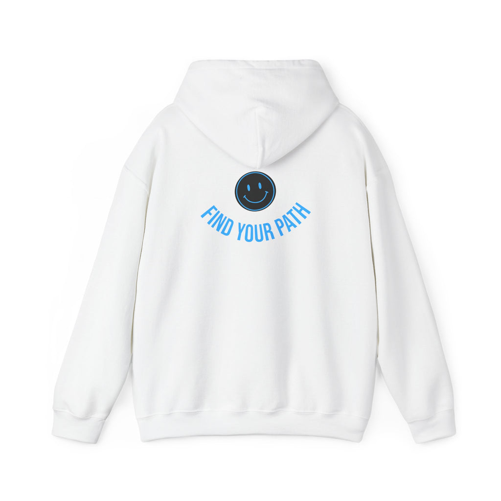 Explore Learn Protect hoodie | Mountain Nature Badge, Find Your Path back print