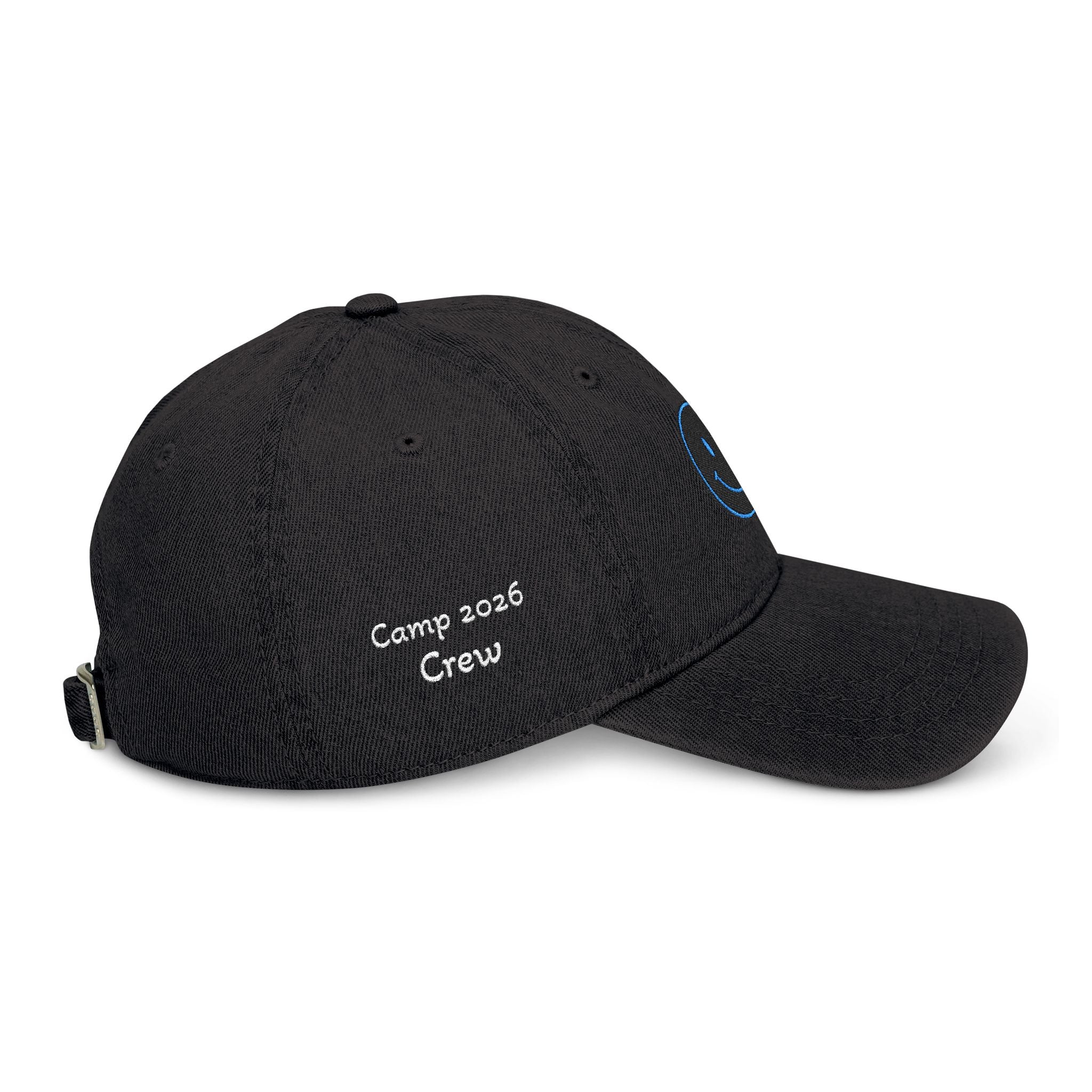 Blue Smiley Face Embroidered Hat | Denim Baseball Cap